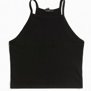 FOREVER 21 Black Ribbed Tank Top Size M